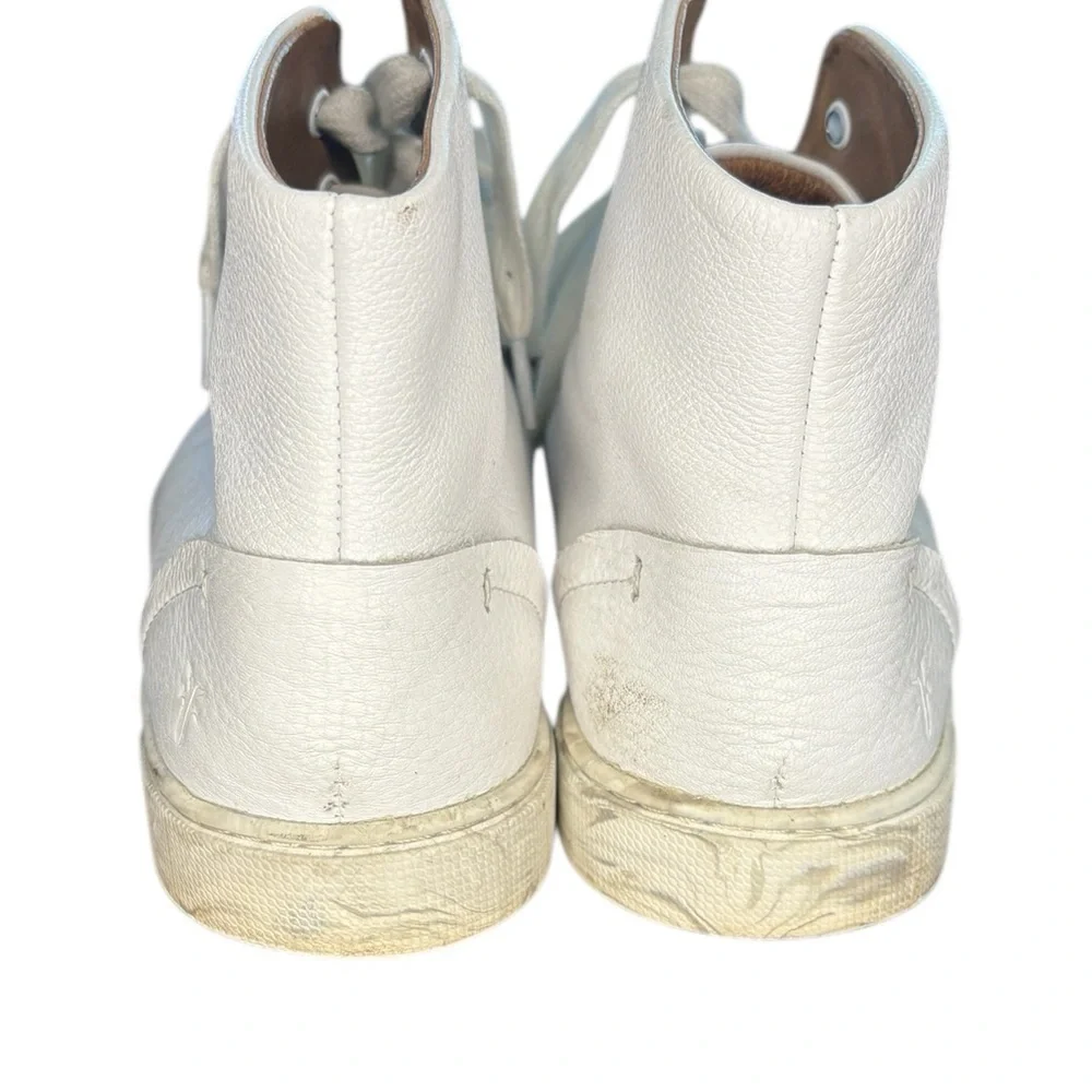 Frye Ivy High Top White Gray MARBLE soles RARE Designer Sneakers sz 8.5 used